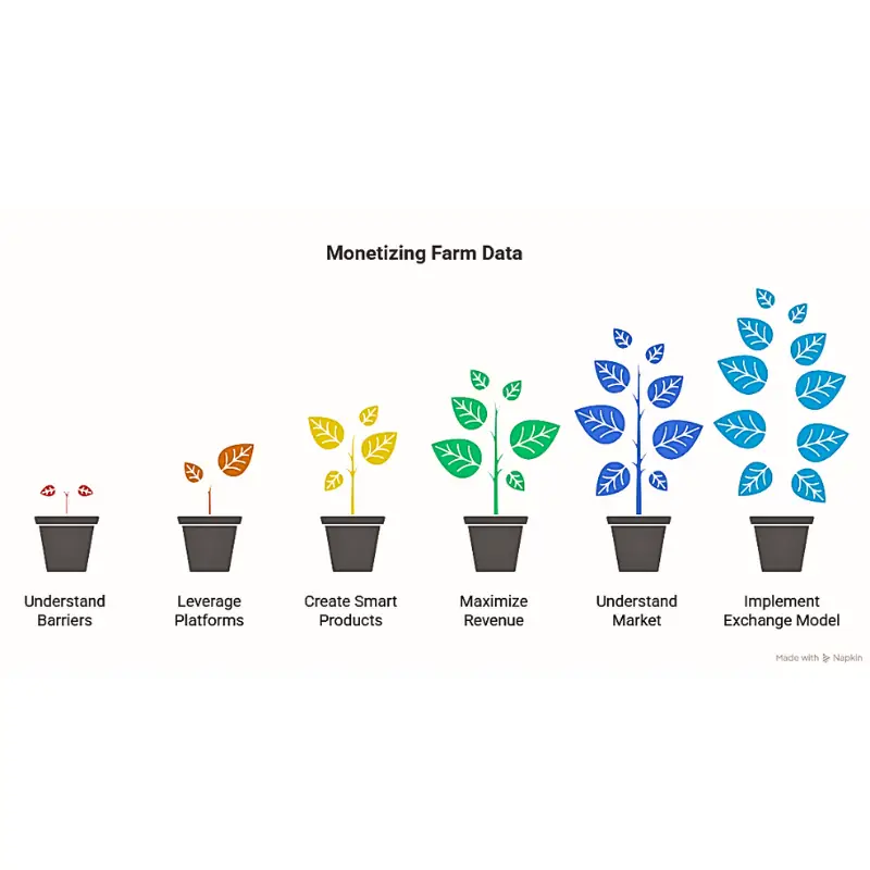 monetize-farm-data-blockchain-insurance-steps Graphic showing six plant stages representing steps for insurance companies to monetize farm data using blockchain