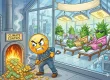 Cartoon indoor cannabis grow room showing climate control burning money, highlighting the need for an indoor cannabis cost calculator for profit and pricing.