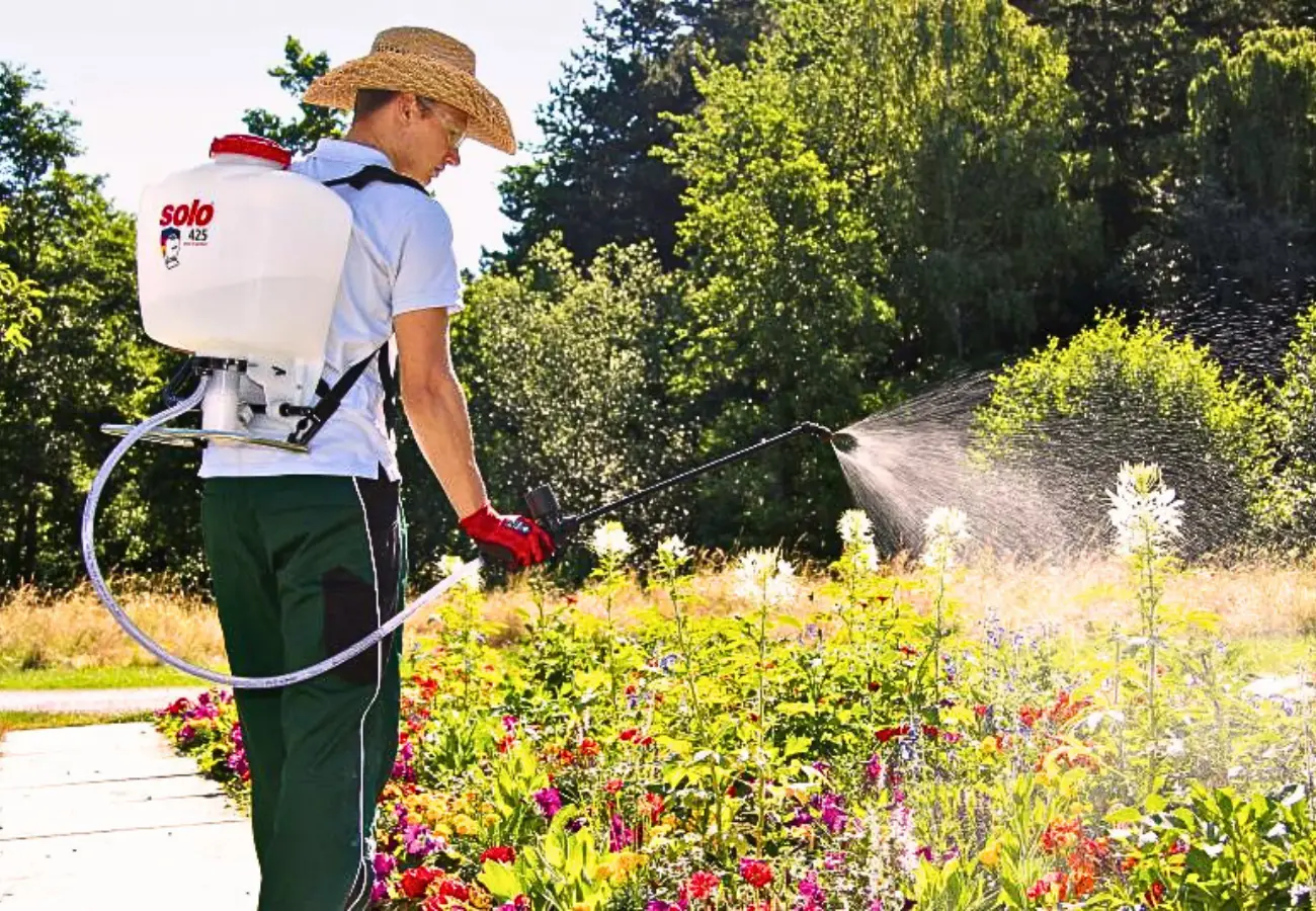 SOLO backpack sprayer used for garden plant protection and consistent spray coverage